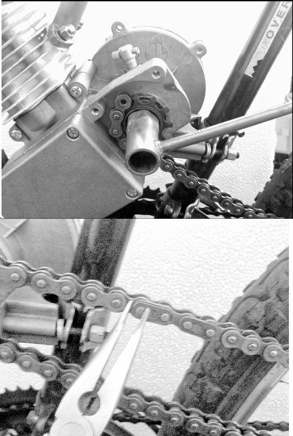 Fitting the chain to bicycle motor